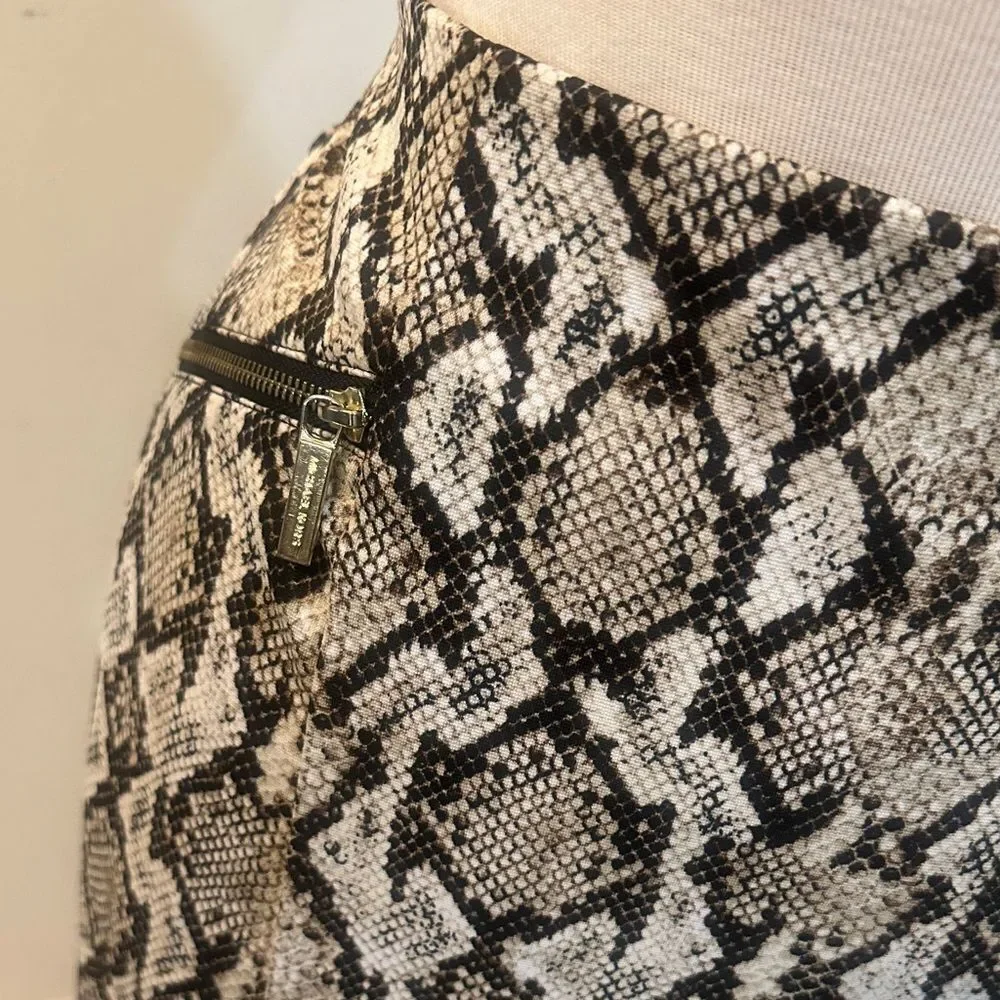 Michael Kors Snake Print Skirt w/ Gold Hip Zippers Size 10P